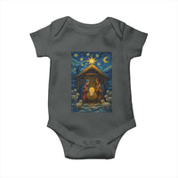Jesus Christmas Baby Onesie Starry Night Nativity Scene Xmas - Wonder Print Shop