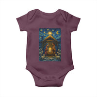 Jesus Christmas Baby Onesie Starry Night Nativity Scene Xmas - Wonder Print Shop