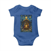 Jesus Christmas Baby Onesie Starry Night Nativity Scene Xmas - Wonder Print Shop