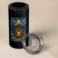 Jesus Christmas 4 in 1 Can Cooler Tumbler Starry Night Nativity Scene Xmas - Wonder Print Shop