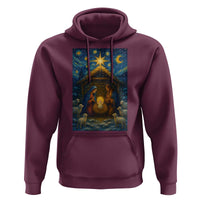 Jesus Christmas Hoodie Starry Night Nativity Scene Xmas - Wonder Print Shop