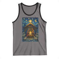 Jesus Christmas Tank Top Starry Night Nativity Scene Xmas - Wonder Print Shop