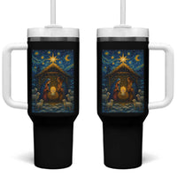 Jesus Christmas Tumbler With Handle Starry Night Nativity Scene Xmas - Wonder Print Shop