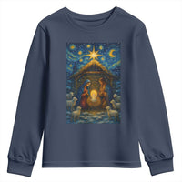 Jesus Christmas Youth Sweatshirt Starry Night Nativity Scene Xmas - Wonder Print Shop
