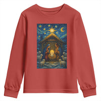 Jesus Christmas Youth Sweatshirt Starry Night Nativity Scene Xmas - Wonder Print Shop
