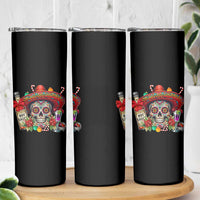 Cinco De Mayo Christmas Skinny Tumbler Mexican Sugar Skull Sombrero Tequila Party - Wonder Print Shop