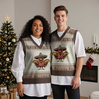 Funny Thanksgiving Turkey V-Neck Knit Sweater Vest Taco Mexican Xmas - Wonder Print Shop