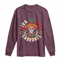 Viva Mexico Cabrones Long Sleeve Shirt Mexican Skull Christmas - Wonder Print Shop