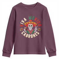 Viva Mexico Cabrones Youth Sweatshirt Mexican Skull Christmas - Wonder Print Shop