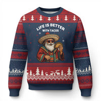 Funny Santa Taco Mexican Ugly Christmas Sweater Life Is Better With Tacos - Wonder Print Shop