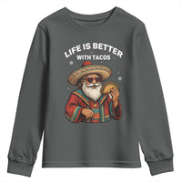Funny Santa Taco Mexican Youth Sweatshirt Life Is Better With Tacos - Wonder Print Shop