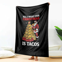 Funny Santa Taco Throw Blanket All I Want For Christmas Is Taco - Wonder Print Shop