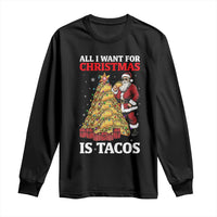 Funny Santa Taco Long Sleeve Shirt All I Want For Christmas Is Taco - Wonder Print Shop
