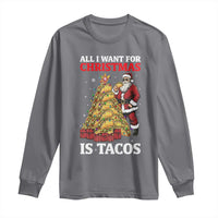 Funny Santa Taco Long Sleeve Shirt All I Want For Christmas Is Taco - Wonder Print Shop
