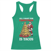 Funny Santa Taco Racerback Tank Top All I Want For Christmas Is Taco - Wonder Print Shop