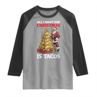 Funny Santa Taco Raglan Shirt All I Want For Christmas Is Taco - Wonder Print Shop