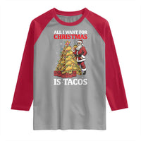 Funny Santa Taco Raglan Shirt All I Want For Christmas Is Taco - Wonder Print Shop