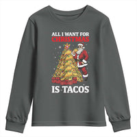 Funny Santa Taco Youth Sweatshirt All I Want For Christmas Is Taco - Wonder Print Shop