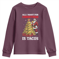 Funny Santa Taco Youth Sweatshirt All I Want For Christmas Is Taco - Wonder Print Shop