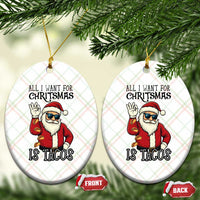 Funny Santa Taco Xmas Ceramic Ornament All I Want For Xmas Is Taco - Wonder Print Shop