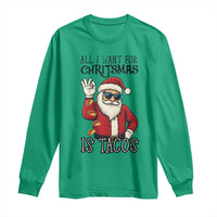 Funny Santa Taco Christmas Long Sleeve Shirt All I Want For Christmas Is Taco - Wonder Print Shop