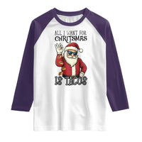 Funny Santa Taco Christmas Raglan Shirt All I Want For Christmas Is Taco - Wonder Print Shop