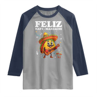 Funny Taco Mexican Christmas Raglan Shirt Feliz Navi Mariachi - Wonder Print Shop