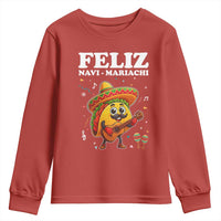 Funny Taco Mexican Christmas Youth Sweatshirt Feliz Navi Mariachi - Wonder Print Shop