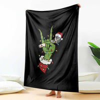 Funny Christmas Rock Throw Blanket Rock Green Hand Style Xmas - Wonder Print Shop