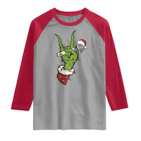 Funny Christmas Rock Raglan Shirt Rock Green Hand Style Xmas - Wonder Print Shop