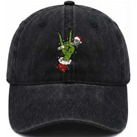 Funny Christmas Rock Washed Cotton Baseball Cap Rock Green Hand Style Xmas