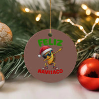Funny Taco Mexican Xmas Ceramic Ornament Feliz Navitaco - Wonder Print Shop