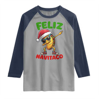 Funny Taco Mexican Christmas Raglan Shirt Feliz Navitaco - Wonder Print Shop