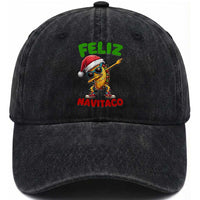 Funny Taco Mexican Christmas Washed Cotton Baseball Cap Feliz Navitaco