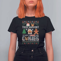 Funny Tech Support Christmas T Shirt For Women I Am Here To Delete Your Cookies - Wonder Print Shop