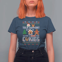 Funny Tech Support Christmas T Shirt For Women I Am Here To Delete Your Cookies - Wonder Print Shop