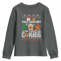 Funny Tech Support Christmas Youth Sweatshirt I Am Here To Delete Your Cookies - Wonder Print Shop