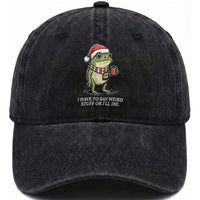 Funny Frog Christmas Meme Washed Cotton Baseball Cap I Have to Say Weird Stuff Or I Will Die