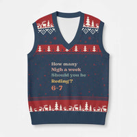 67 Six Seven Meme V-Neck Knit Sweater Vest How Many Nights Reading 67 - Wonder Print Shop