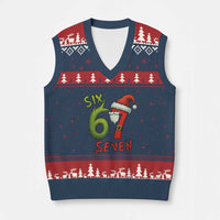 67 Six Seven Xmas Meme V-Neck Knit Sweater Vest Funny Santa Xmas - Wonder Print Shop