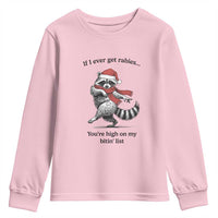 Funny Racoon Christmas Youth Sweatshirt If I Ever Get Rabies You're High On My Bitting List - Wonder Print Shop