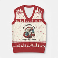 Funny Santa Gun Xmas V-Neck Knit Sweater Vest Strawberry Jams But My Gun Do Not - Wonder Print Shop