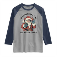 Funny Santa Gun Christmas Raglan Shirt Strawberry Jams But My Gun Do Not - Wonder Print Shop