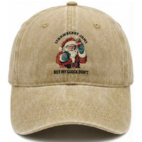 Funny Santa Gun Christmas Washed Cotton Baseball Cap Strawberry Jams But My Gun Do Not