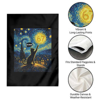 67 Cat Meme Garden Flag Funny Six Seven Cat Starry Night Van Gogh - Wonder Print Shop