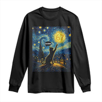 67 Cat Meme Long Sleeve Shirt Funny Six Seven Cat Starry Night Van Gogh - Wonder Print Shop