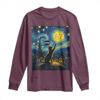 67 Cat Meme Long Sleeve Shirt Funny Six Seven Cat Starry Night Van Gogh - Wonder Print Shop