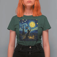 67 Cat Meme T Shirt For Women Funny Six Seven Cat Starry Night Van Gogh - Wonder Print Shop