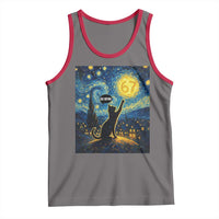 67 Cat Meme Tank Top Funny Six Seven Cat Starry Night Van Gogh - Wonder Print Shop