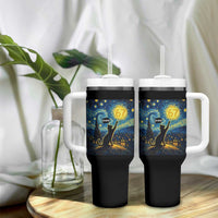 67 Cat Meme Tumbler With Handle Funny Six Seven Cat Starry Night Van Gogh - Wonder Print Shop